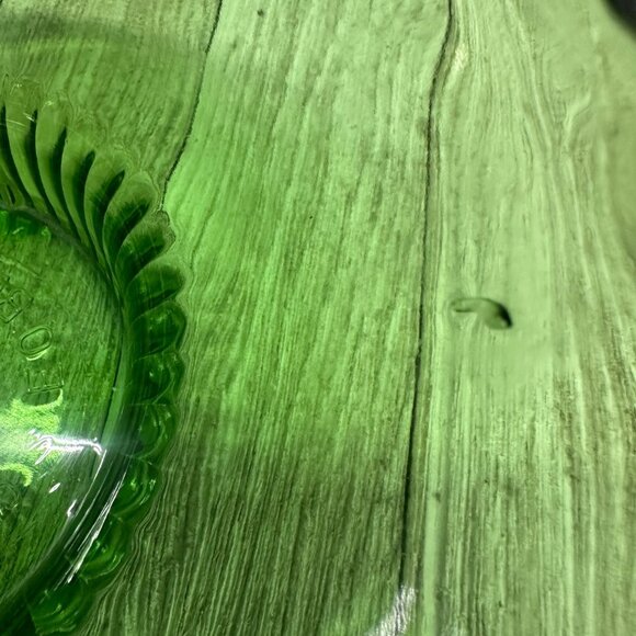 Vintage E.O Brody Bowl Glass Green Scalloped Rim Ribbed Pedestal Base 7" DIA - Picture 8 of 13